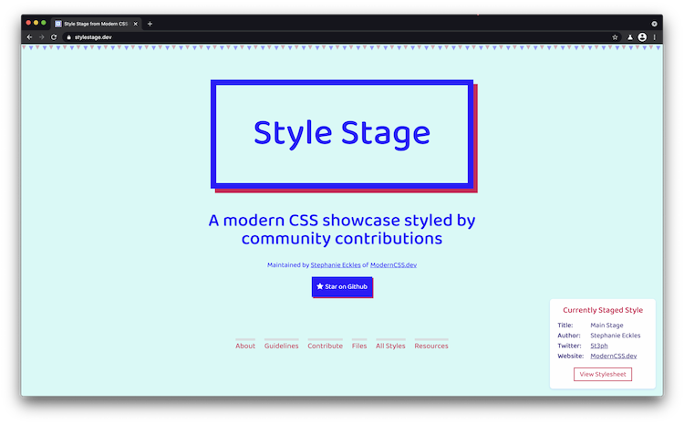 Preview of the StyleStage.dev home page